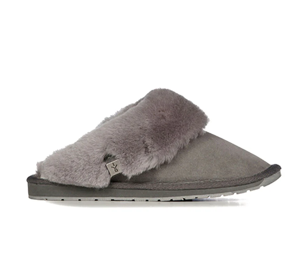 EMU? UGG Slippers Australian Made Sheepskin Wool Scuff Platinum Eden