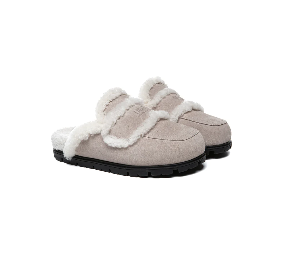 AUSTRALIAN SHEPHERD? UGG Slippers Women Sheepskin Wool Shearling Lined Remi