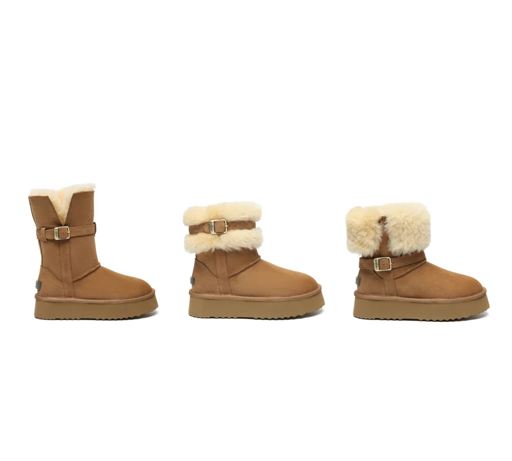 UGG EVERAU?  UGG Boots Women Sheepskin Wool Platform Short Valerie
