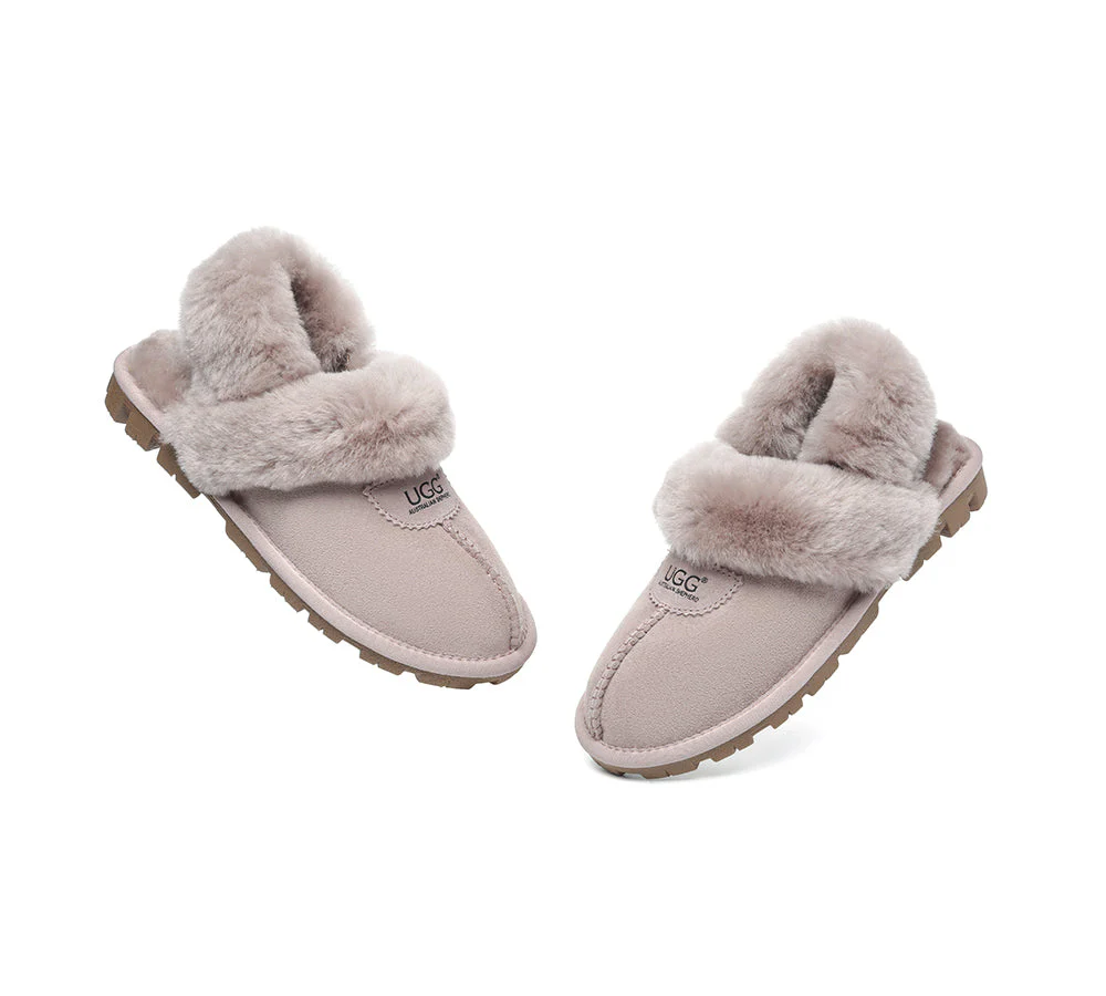 AUSTRALIAN SHEPHERD? UGG Women Slippers Removable Wool Fluffy Strap Slingback Waffle