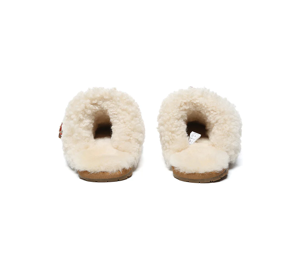 AUSTRALIAN SHEPHERD? UGG Slippers Women Sheepskin Wool Bow Cecil