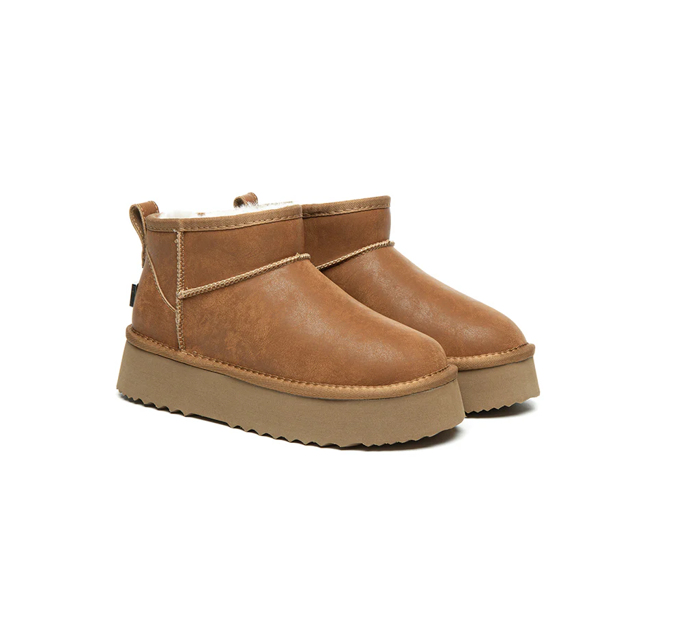 UGG EVERAU? UGG Boots Women Sheepskin Wool Ankle Platform Romi
