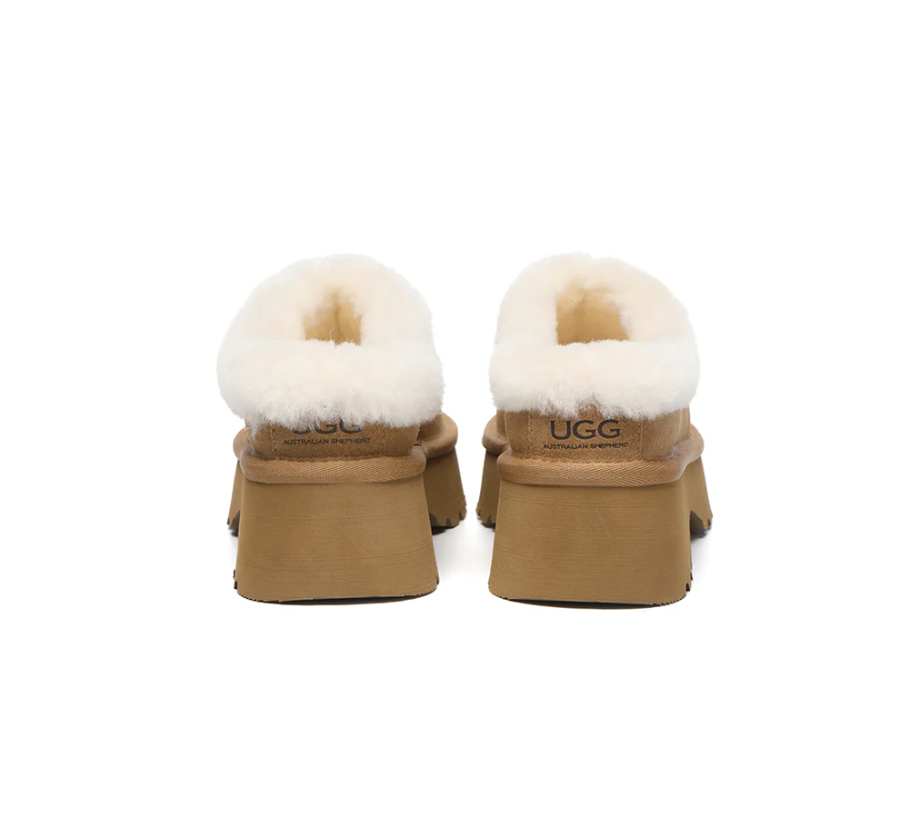 AUSTRALIAN SHEPHERD? UGG Slippers Sheepskin Wool Ankle Chunky Platform Adrian