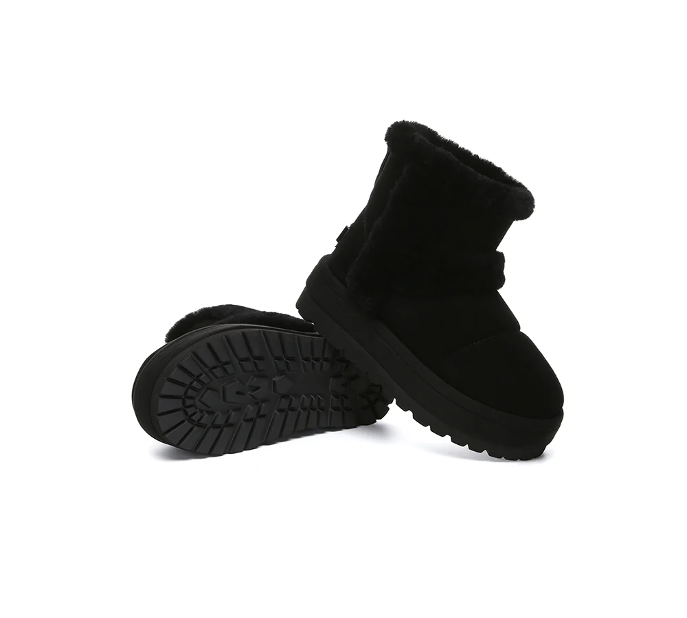 UGG EVERAU? UGG Boots Women Sheepskin Wool Shearling Lined Ankle Platform Udelia