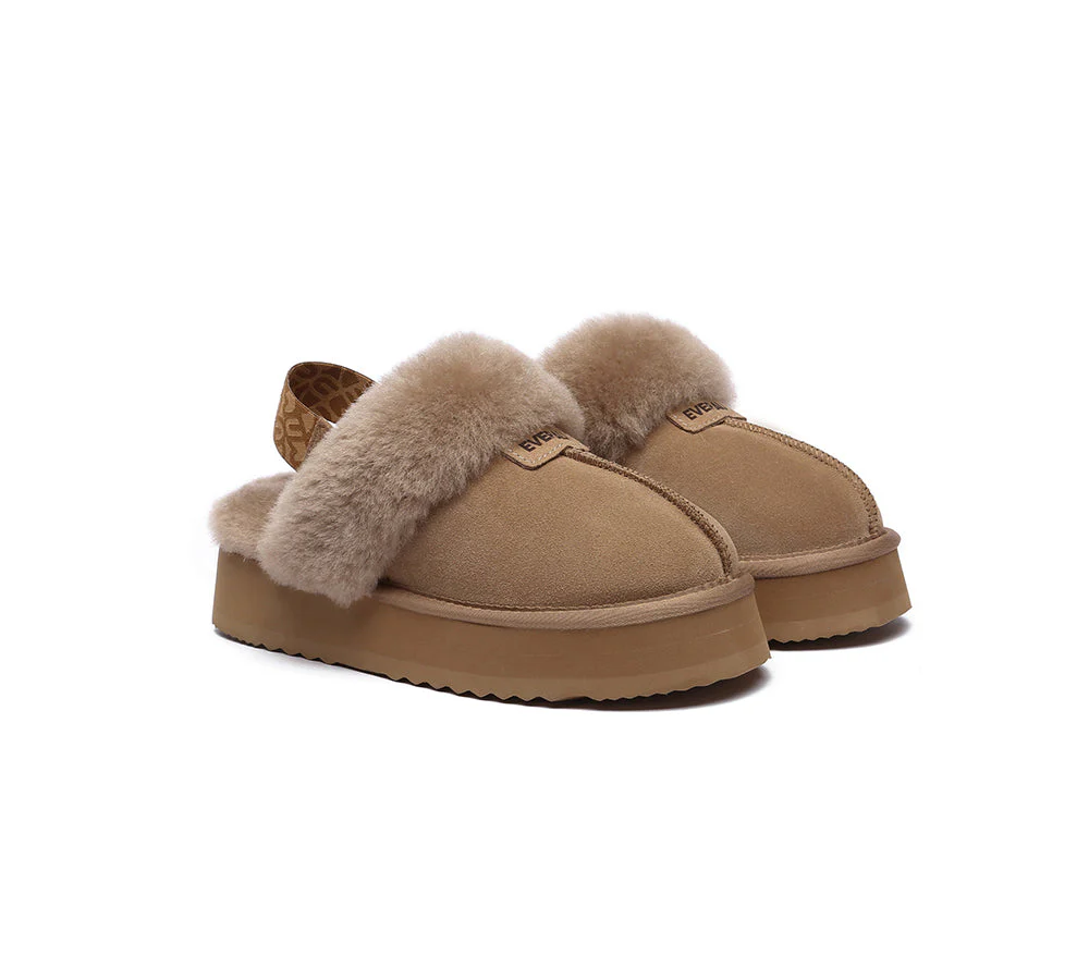 EVERAU? UGG Women Removable Strap Slingback Platform Slippers Forever