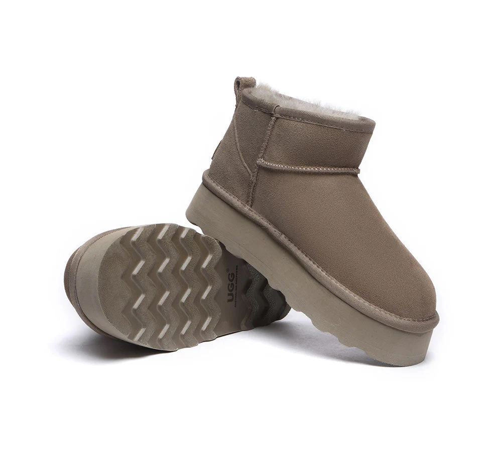 AUSTRALIAN SHEPHERD? UGG Boots Sheepskin Wool Mini Platform Thick Bottom Ronnie
