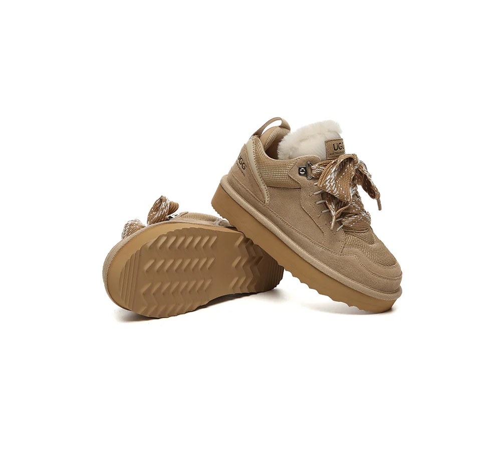 AUSTRALIAN SHEPHERD? UGG Boots Sheepskin Wool Lace Up Platform Sneakers Parkyr