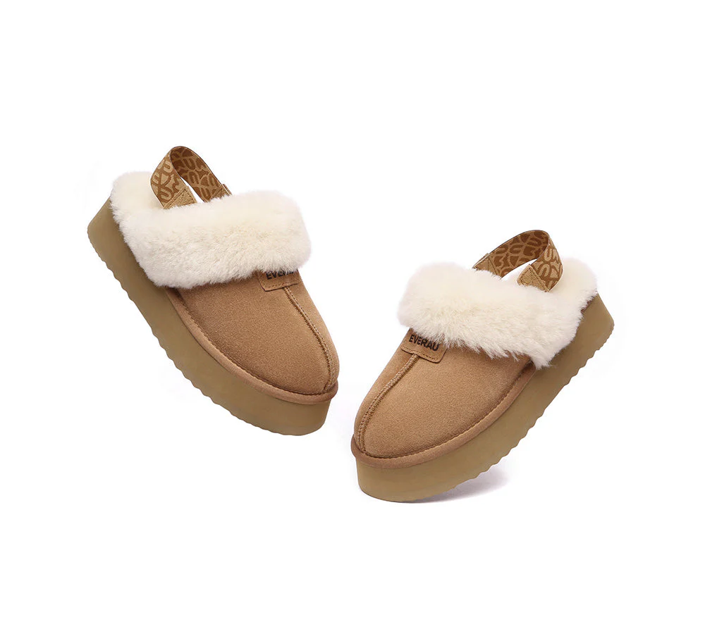 EVERAU? UGG Women Removable Strap Slingback Platform Slippers Forever