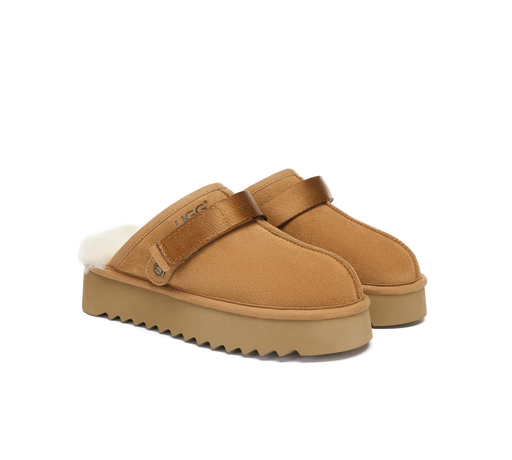 AUSTRALIAN SHEPHERD? UGG Slippers Sheepskin Wool Slingback Platform Cozeln