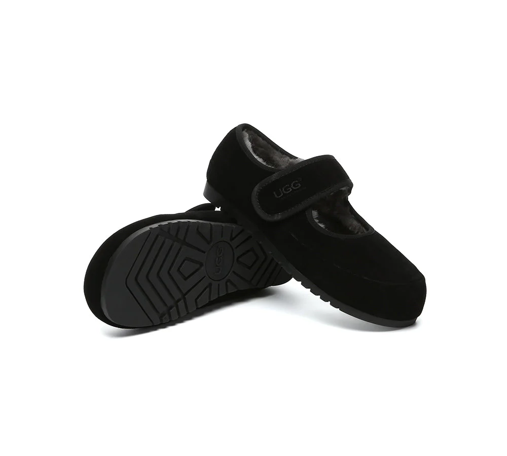 AUSTRALIAN SHEPHERD? UGG Slippers Sheepskin Wool Adjustable Strap Mary Jane Millie