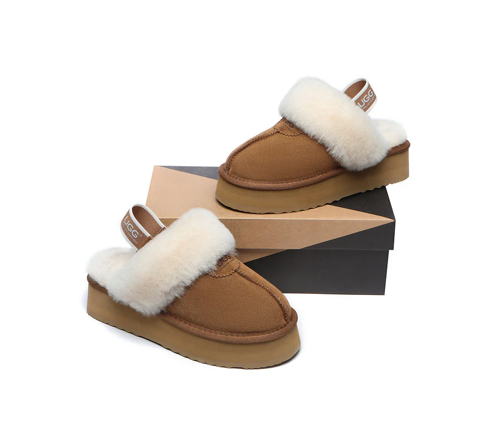 AUSTRALIAN SHEPHERD? UGG Slippers Women Removable Strap Slingback Platform Waffle