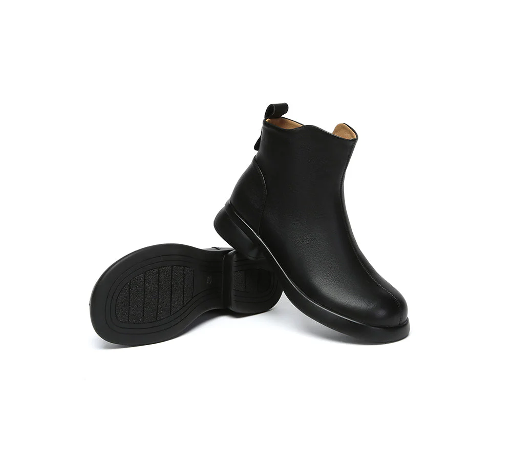 EVERAU? Women Leather Zipper Ankle Boots Chapple