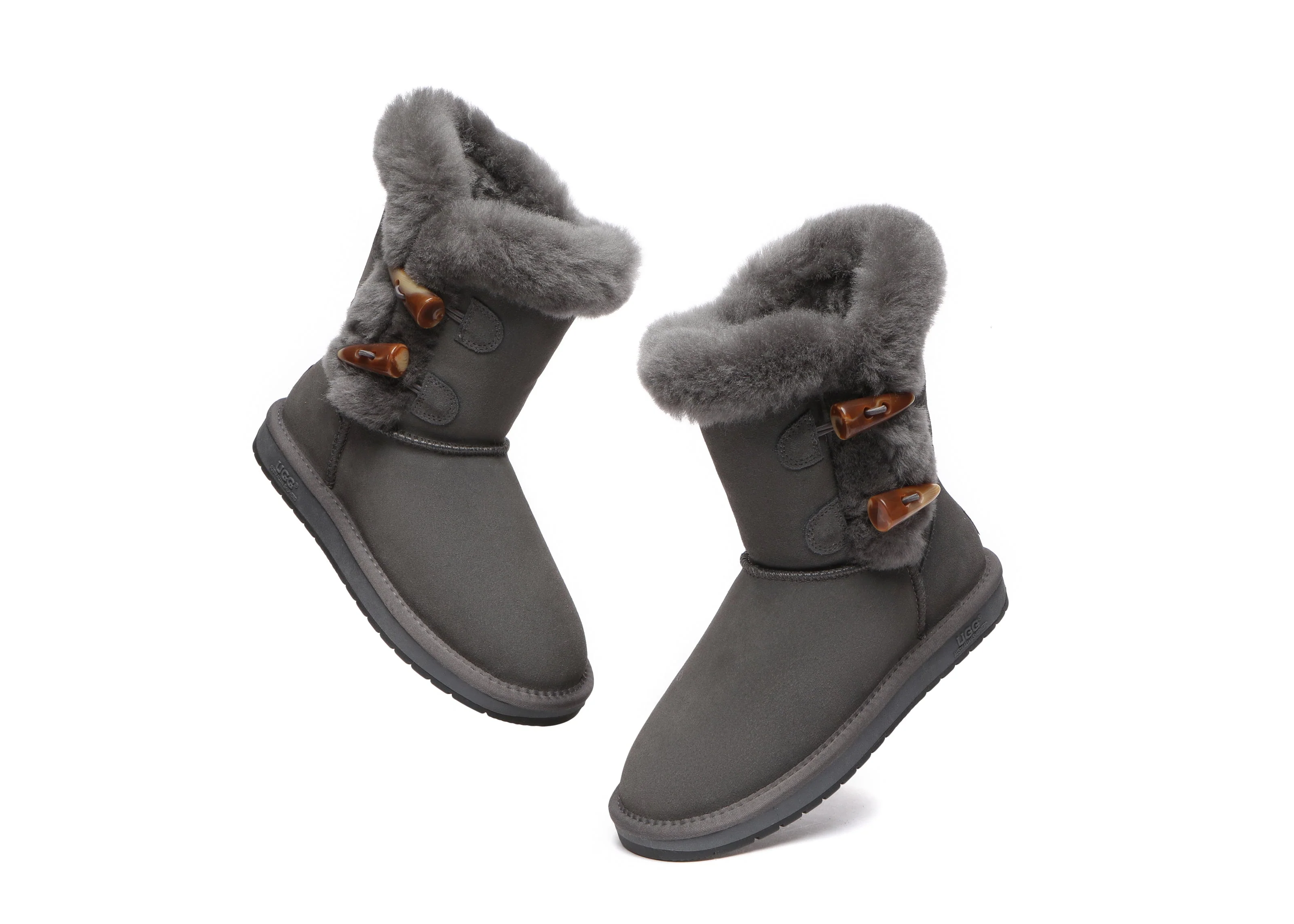 AUSTRALIAN SHEPHERD? UGG Boots Women Sheepskin Wool Horn Toggle Closure Short Talia