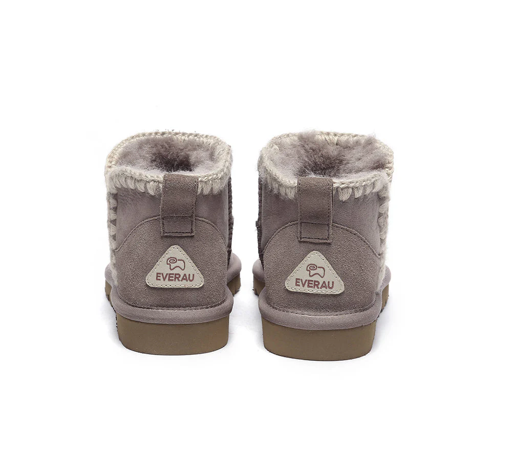 EVERAU? UGG Boots Women Sheepskin Wool Ankle Mini Brooklyn