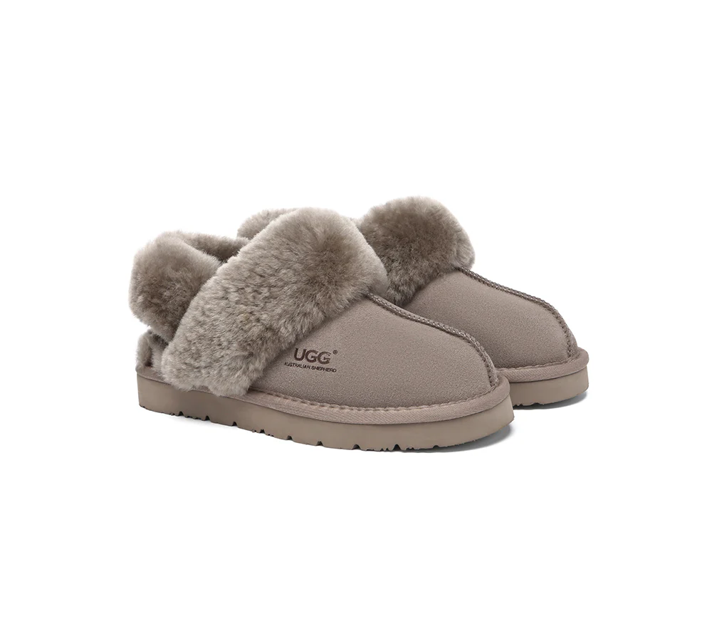 AUSTRALIAN SHEPHERD? UGG Slippers Women Removable Wool Strap Slingback Muffin Fluffy