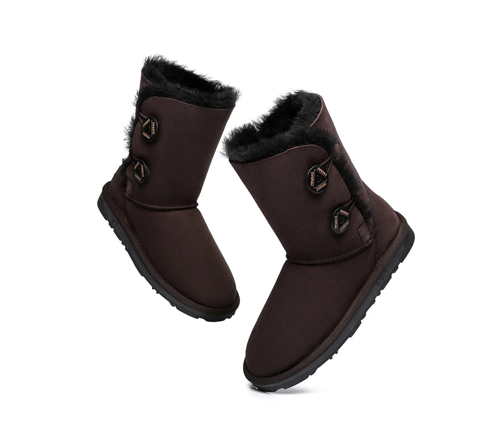 EVERAU? UGG Boots Sheepskin Wool Short Twin Button