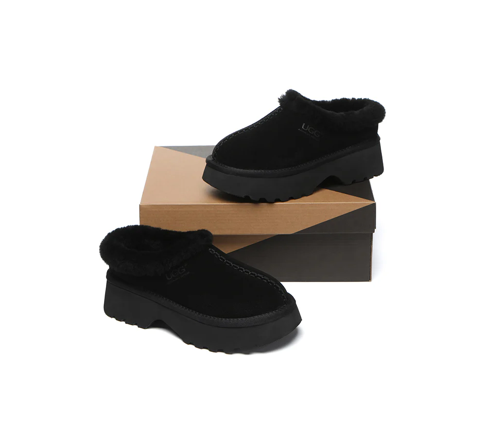 AUSTRALIAN SHEPHERD? UGG Slippers Sheepskin Wool Ankle Chunky Platform Adrian