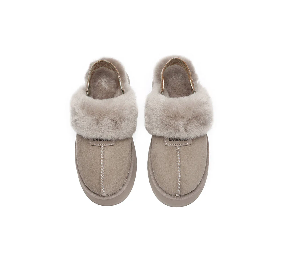 EVERAU? UGG Women Removable Strap Slingback Platform Slippers Forever