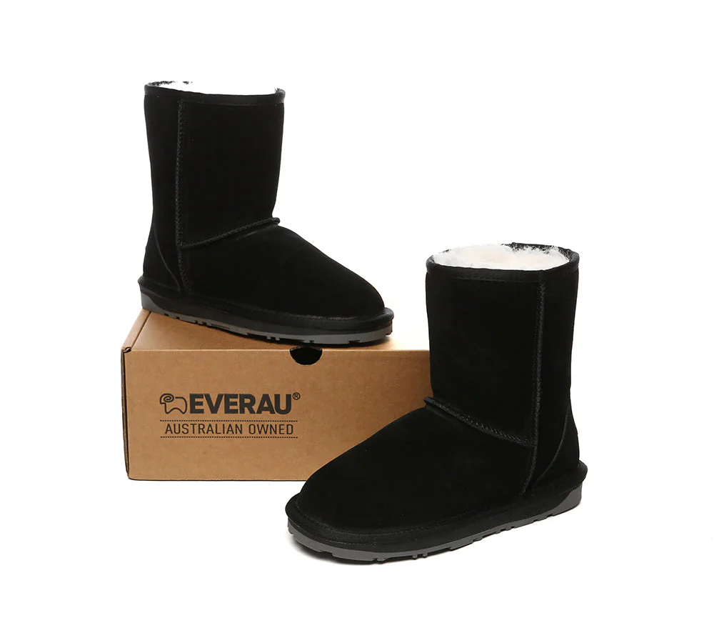 EVERAU? UGG Boots Sheepskin Wool Mid Calf Short Classic Suede