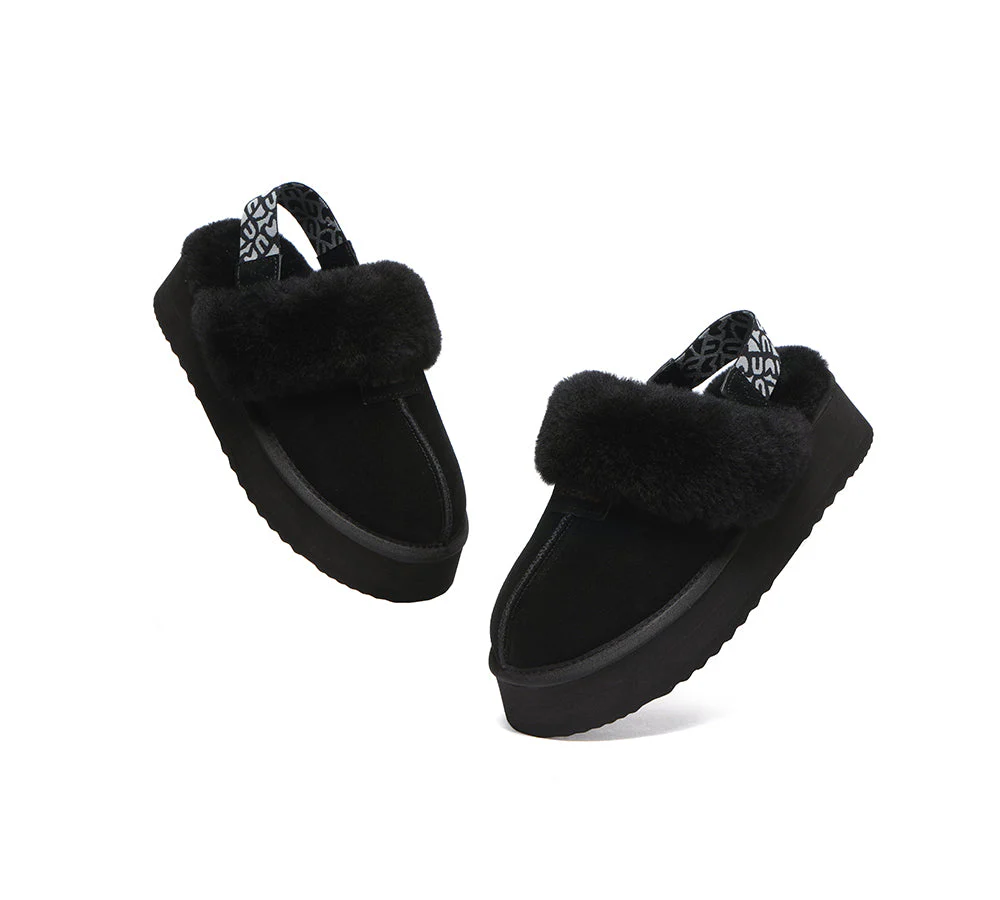 EVERAU? UGG Women Removable Strap Slingback Platform Slippers Forever