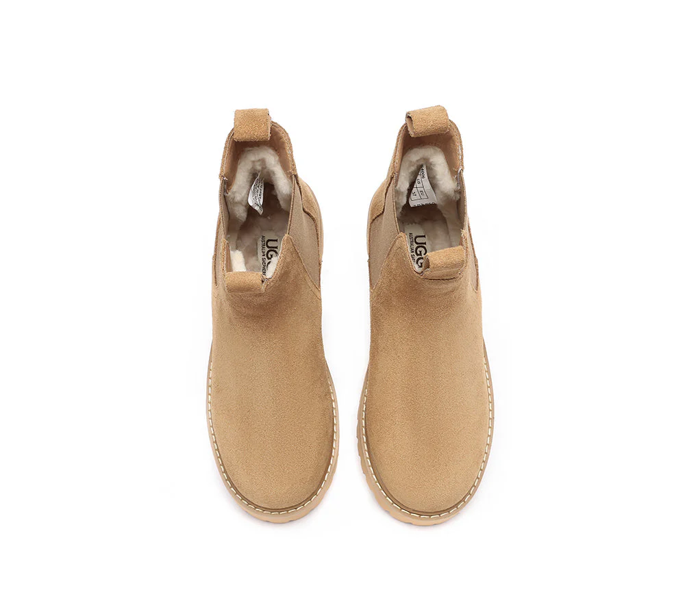 AUSTRALIAN SHEPHERD? UGG Boots Sheepskin Wool Chelsea Chunky Chana