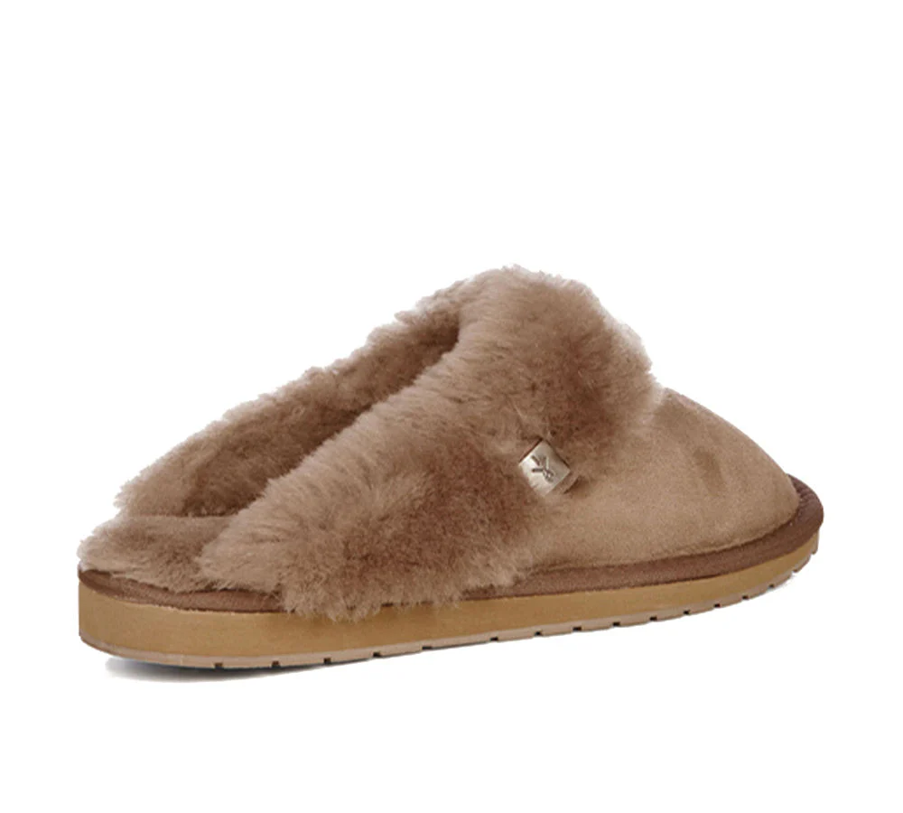 EMU? UGG Slippers Australian Made Sheepskin Wool Scuff Platinum Eden