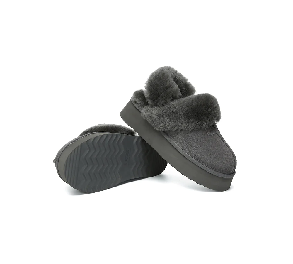 AUSTRALIAN SHEPHERD? UGG Slippers Women Removable Wool Strap Slingback Platform Suzie