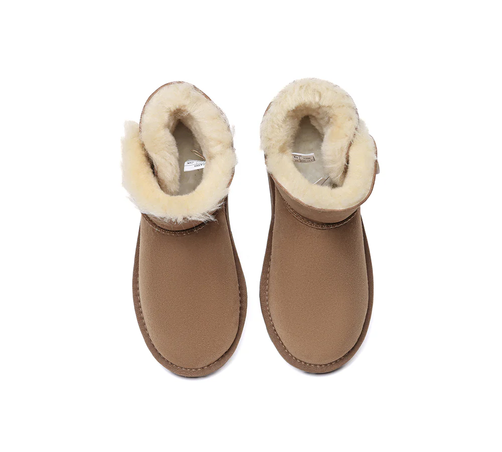 UGG EVERAU? UGG Boots Double Faced Sheepskin Wool Ankle Mini Button