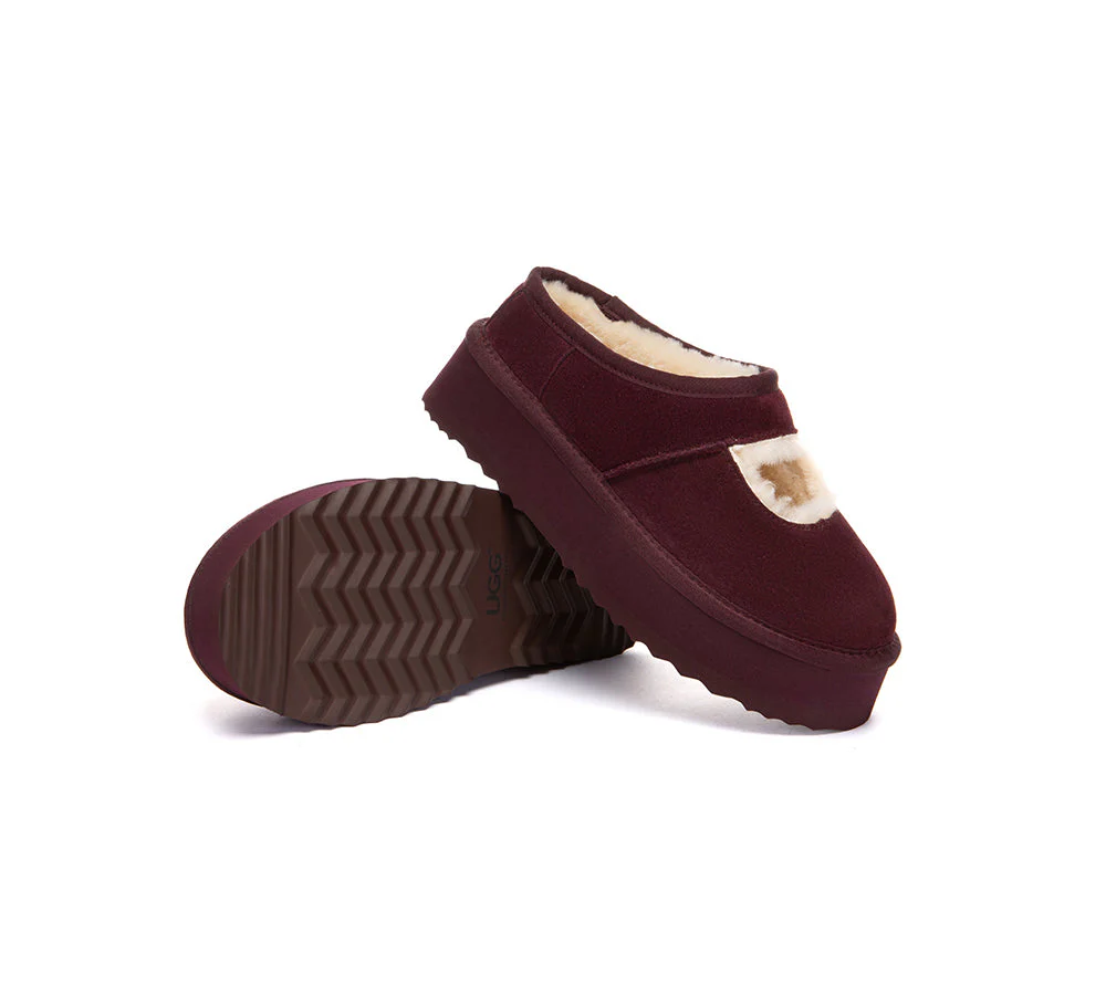 AUSTRALIAN SHEPHERD? UGG Slippers Sheepskin Wool Ankle Platform Carmella