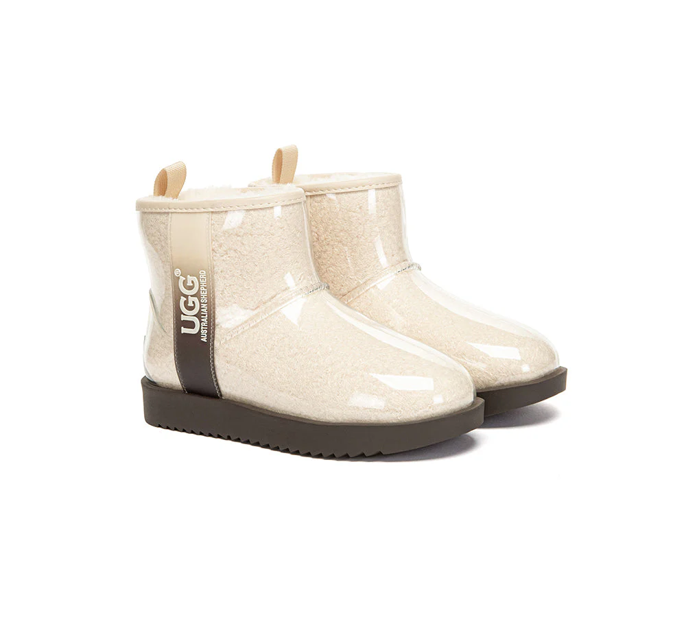 AUSTRALIAN SHEPHERD? UGG Boots Women Clear Waterproof Shearling Coated Neo