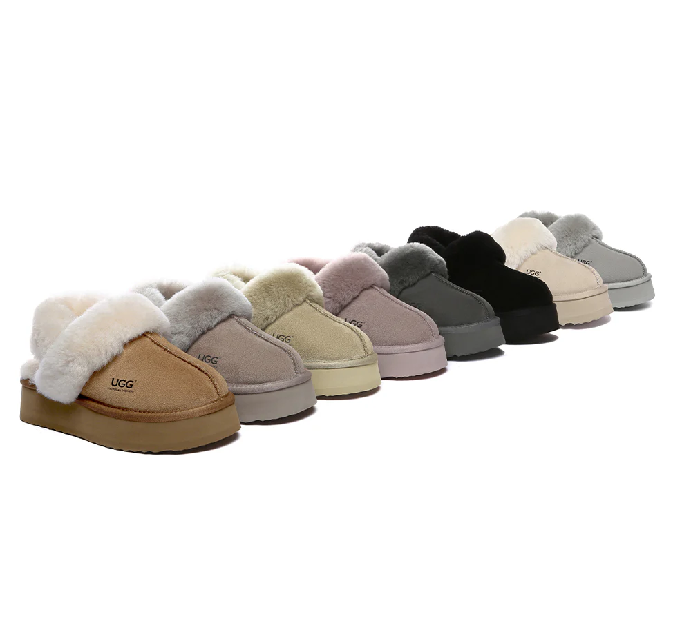 AUSTRALIAN SHEPHERD? UGG Slippers Women Removable Wool Strap Slingback Platform Musa