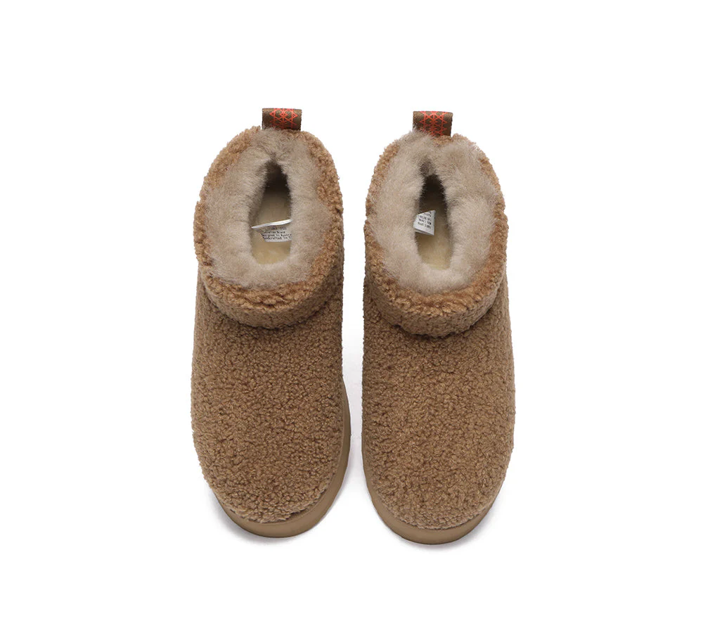 EVERAU? UGG Boots Sheepskin Wool Plush Ankle Ultra Platform Teddycozy
