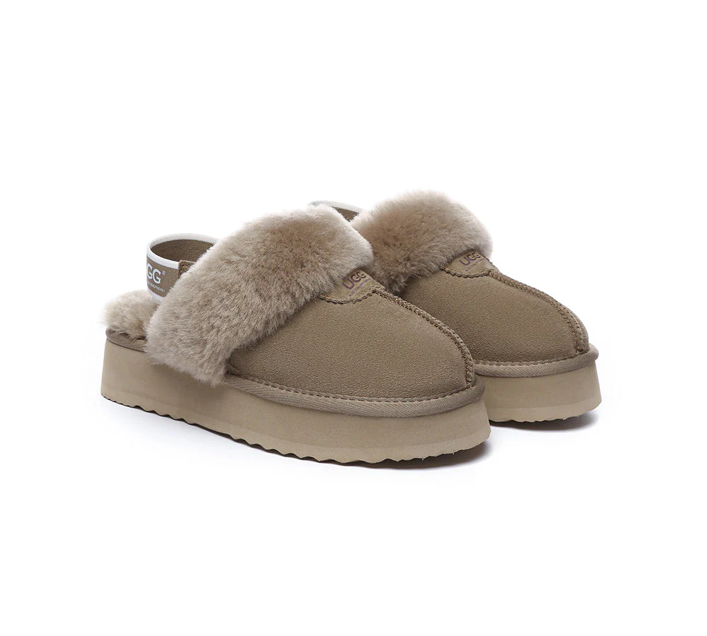 AUSTRALIAN SHEPHERD? UGG Slippers Women Removable Strap Slingback Platform Waffle