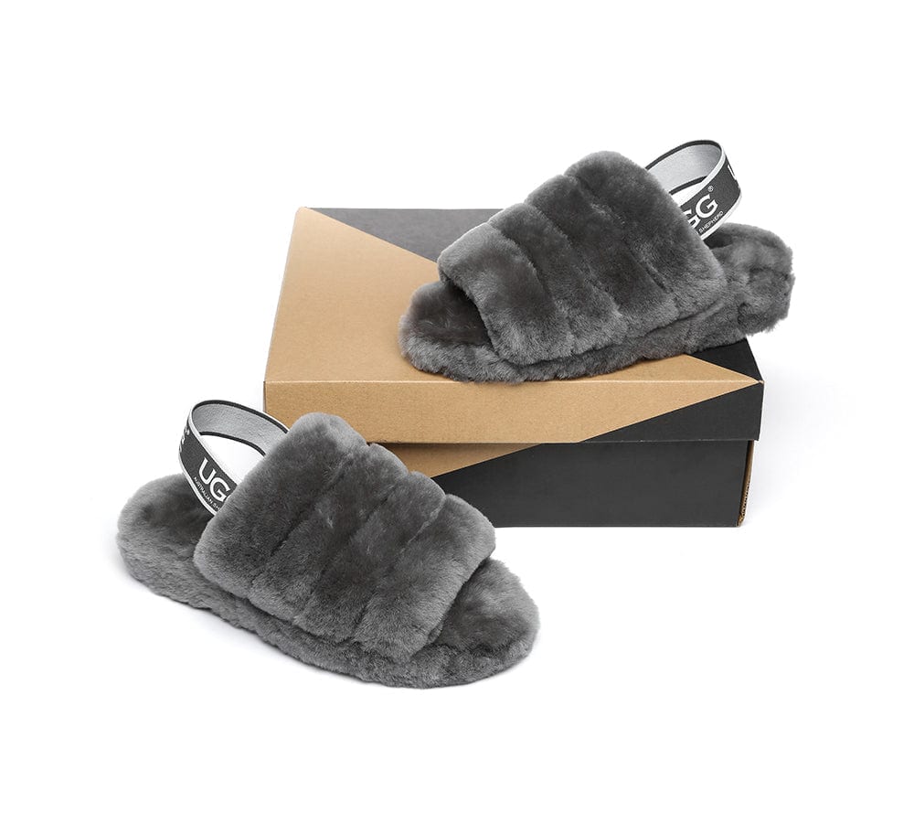 AUSTRALIAN SHEPHERD? UGG Women Slingback Fluffy Slides Puffy