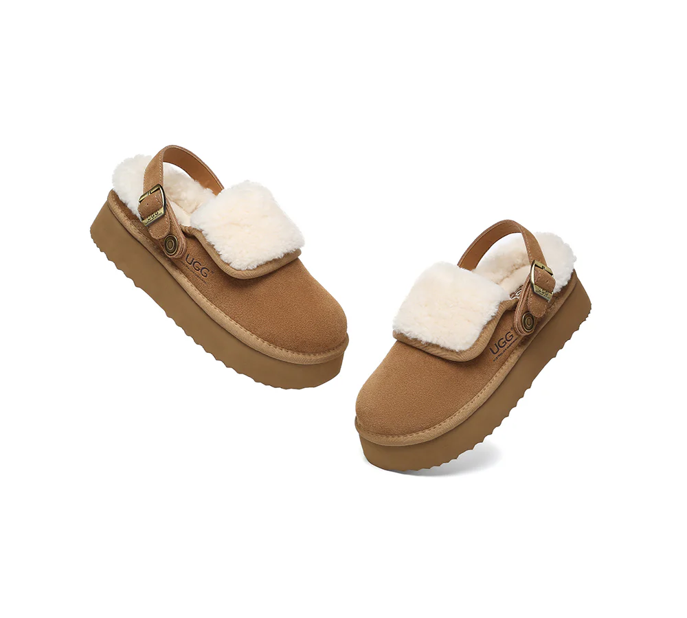AUSTRALIAN SHEPHERD? UGG Slippers Sheepskin Wool Slingback Platform Tenley
