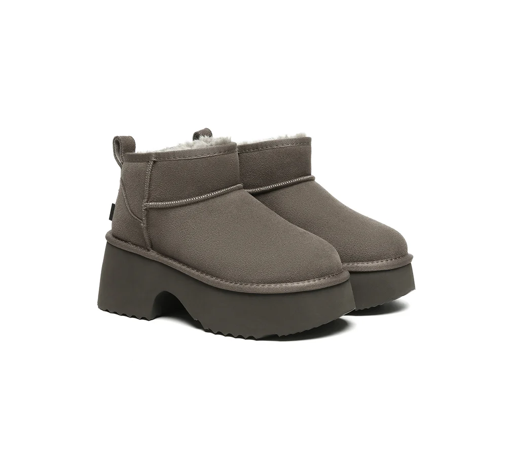 UGG EVERAU? UGG Boots Sheepskin Wool Ankle Chunky Platform Ariel