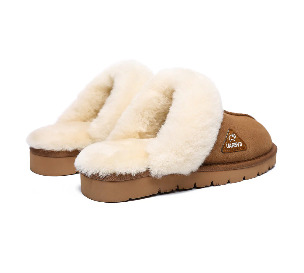 EVERAU? UGG Slippers Premium Sheepskin Wool Scuff Muffin