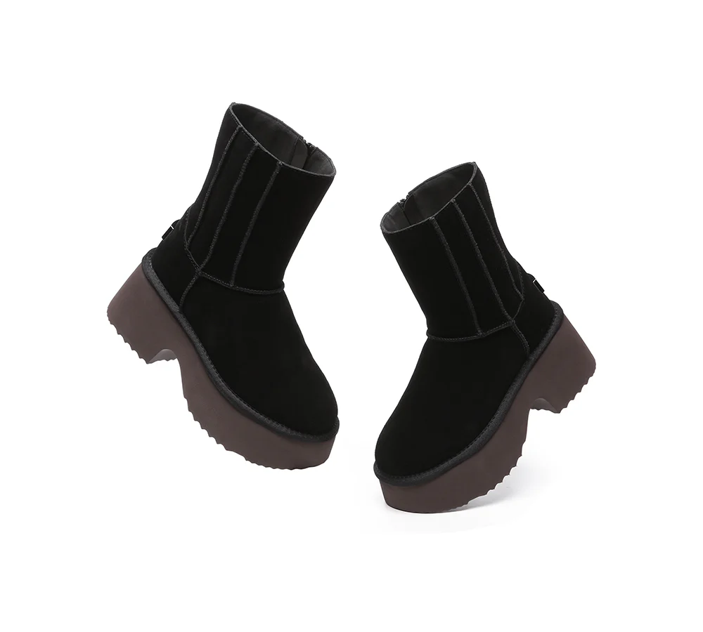 UGG EVERAU? UGG Boots Short Zipper Chunky Platform Yuana