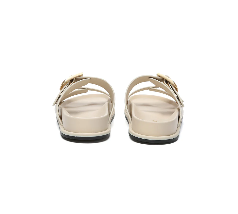 EVERAU? Women Double Adjustable Strap Buckle Flat Sandals Mounish