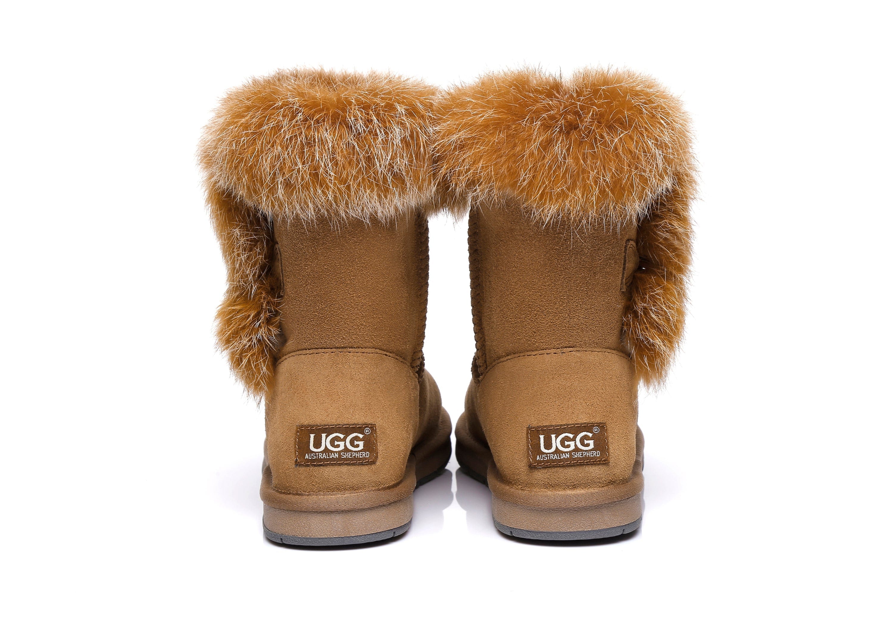 AUSTRALIAN SHEPHERD? UGG Boots Women Sheepskin Wool Collar Short Button Donna