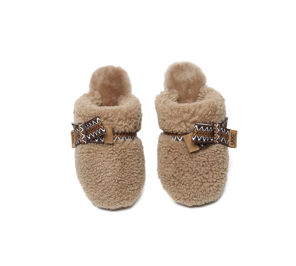 AUSTRALIAN SHEPHERD? UGG Slippers Women Sheepskin Wool Bow Cecil