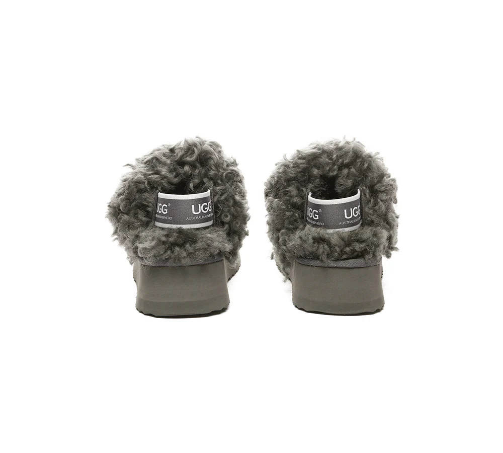 AUSTRALIAN SHEPHERD? 2-Way Style UGG Slippers Women Removable Strap Slingback Platform Waffle Curly