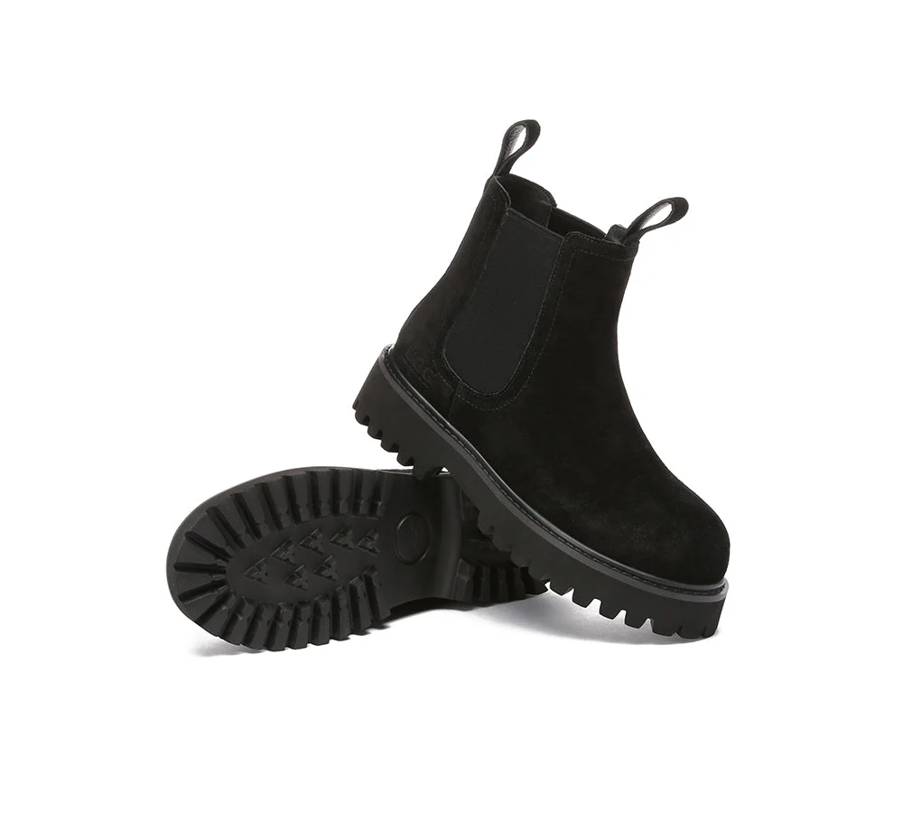 AUSTRALIAN SHEPHERD? UGG Boots Sheepskin Wool Chelsea Chunky Chana