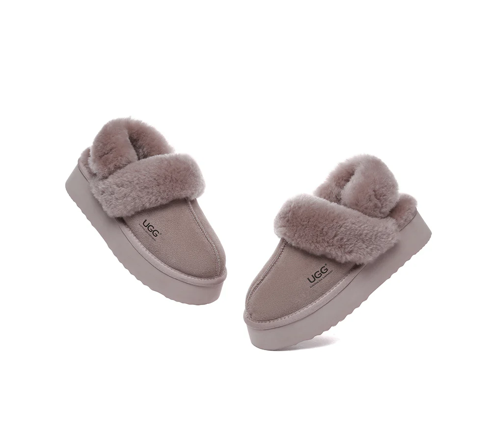 AUSTRALIAN SHEPHERD? UGG Slippers Women Removable Wool Strap Slingback Platform Musa