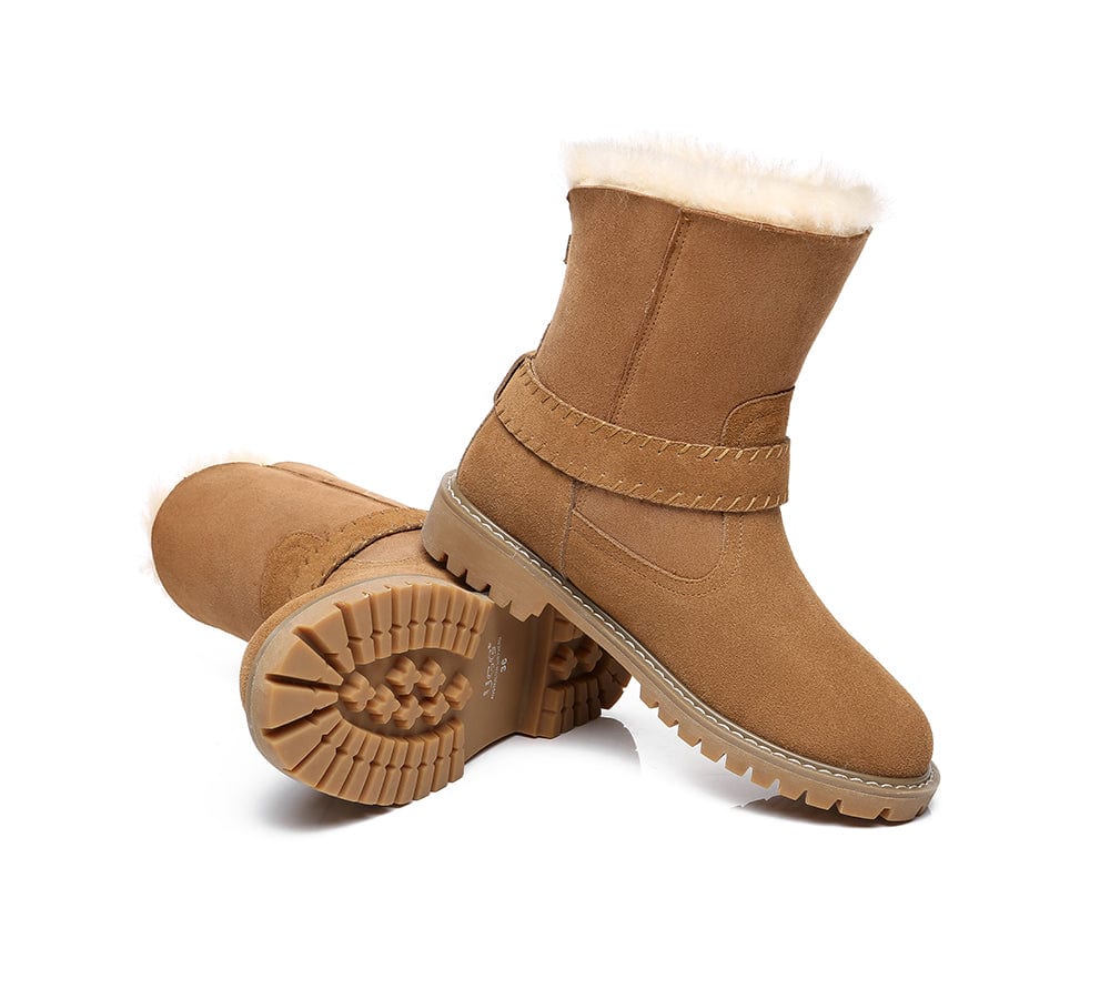 AUSTRALIAN SHEPHERD? UGG Boots Women Sheepskin Wool Mid Calf Sarah