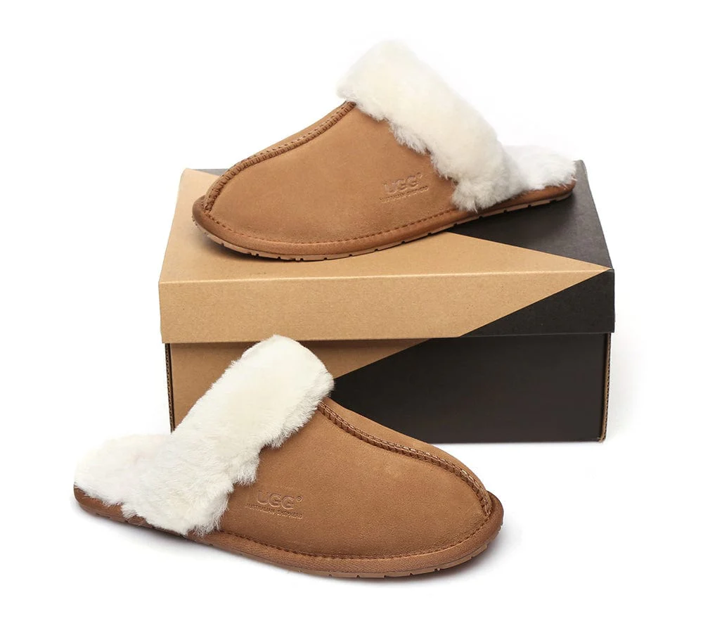AUSTRALIAN SHEPHERD? UGG Slippers Premium Sheepskin Wool Scuff Rosa