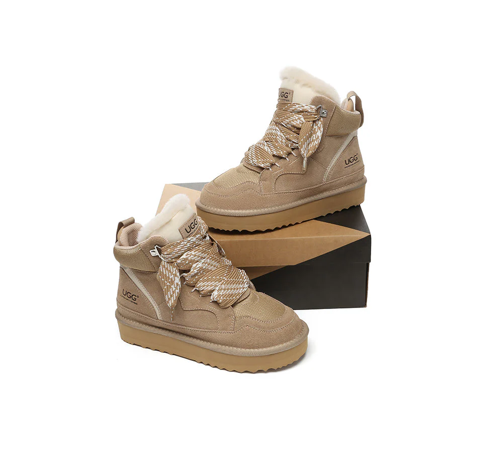 AUSTRALIAN SHEPHERD? UGG Boots Women Lace Up Ankle Platform Samir