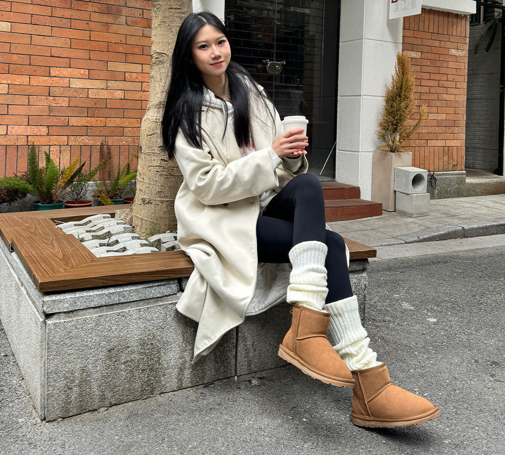 EVERAU? UGG Boots Sheepskin Wool Ankle Mini Classic Suede