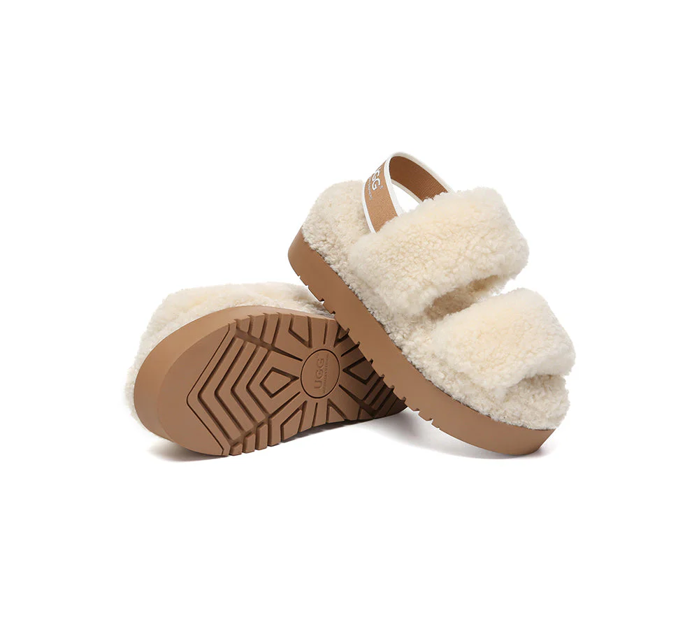 AUSTRALIAN SHEPHERD? UGG Women Double Strap Slingback Platform Fluffy Slides Lyam