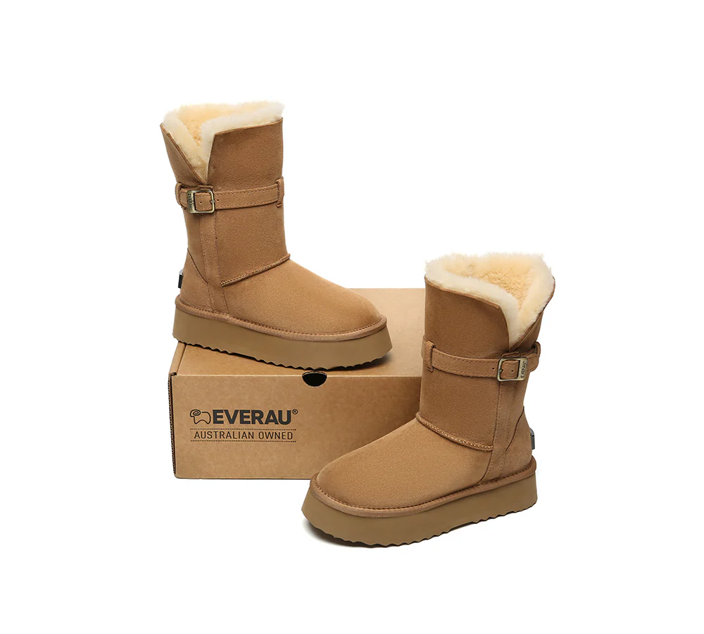 UGG EVERAU?  UGG Boots Women Sheepskin Wool Platform Short Valerie